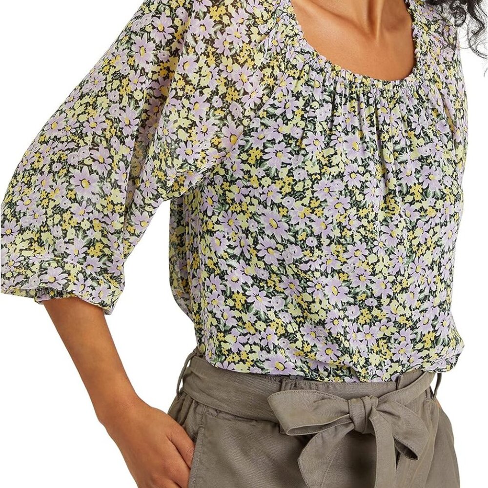 Sanctuary Sunshine Top Purple Floral Off the Shoulder Top Lined. Size S